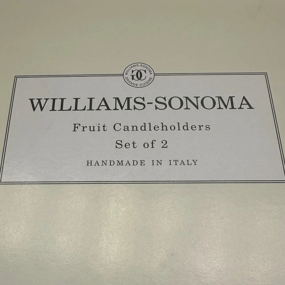 Williams Sonoma Grande Cuisine Fruit Candleholders Set/2 White Ceramic Italy Vtg